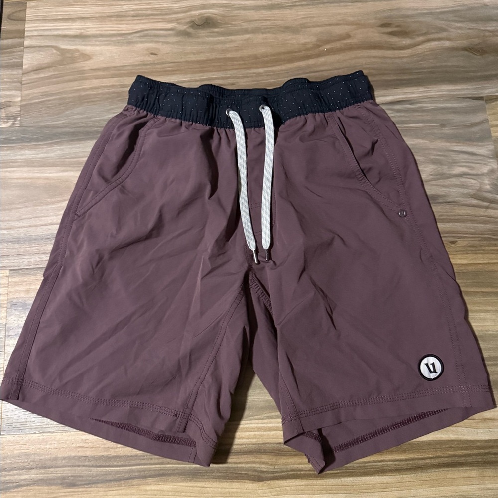 Vuori Burgundy Performance Shorts with Dark Waistband